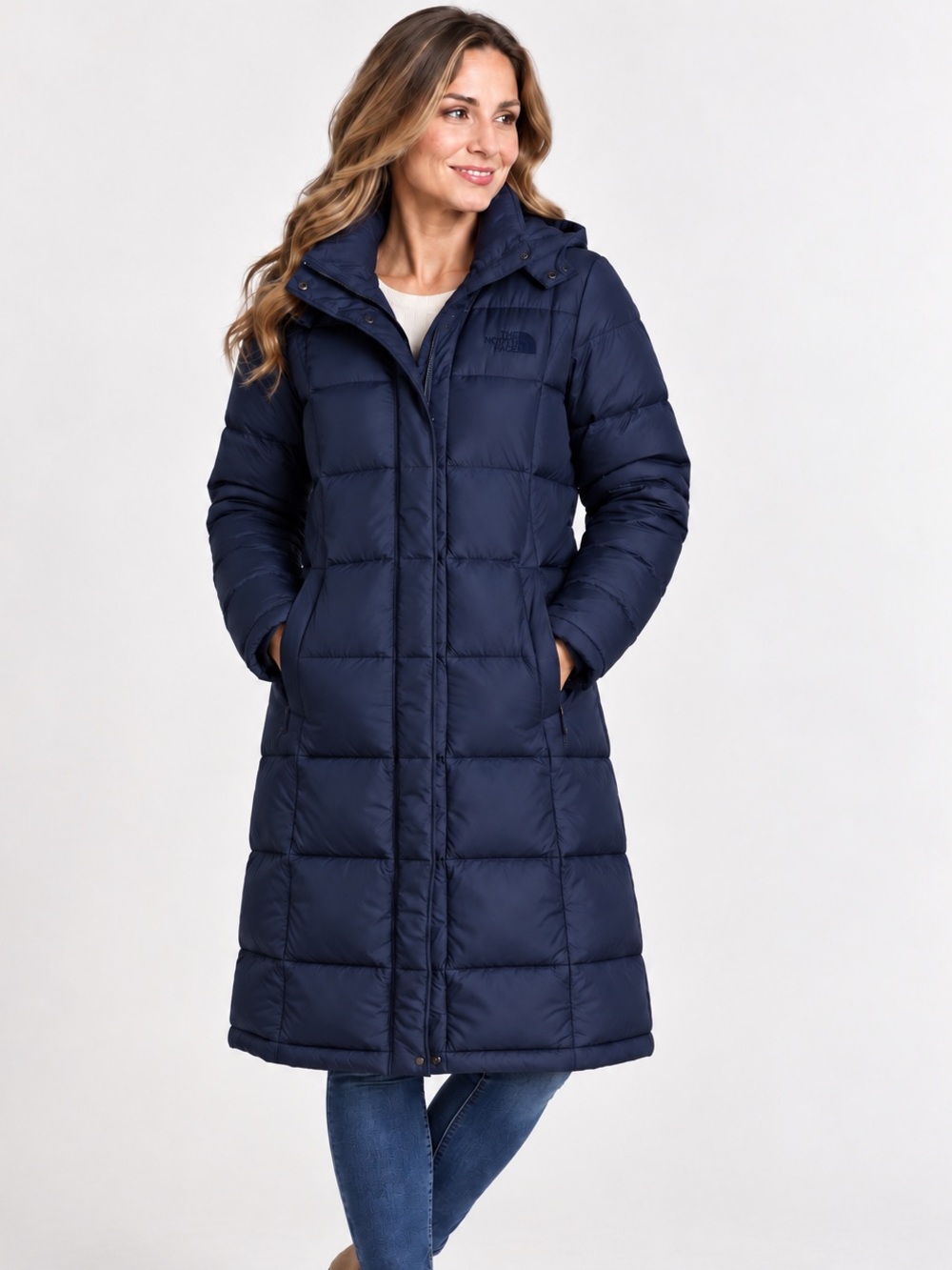 North Face navy blue Metropolis parka 600 long puffer coat jacket women’s XL